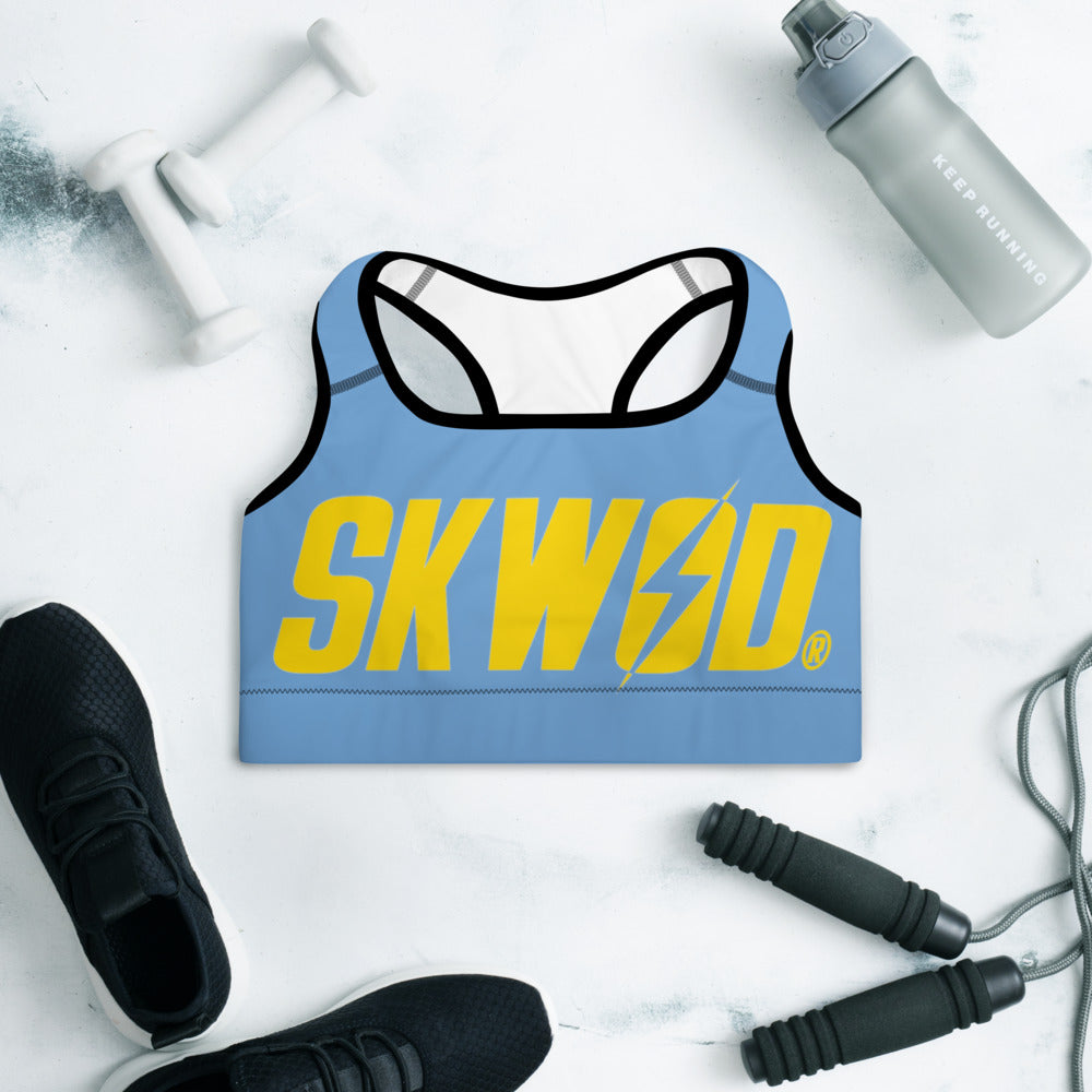 SKWOD "Gold on Blue" Padded Sports Bra