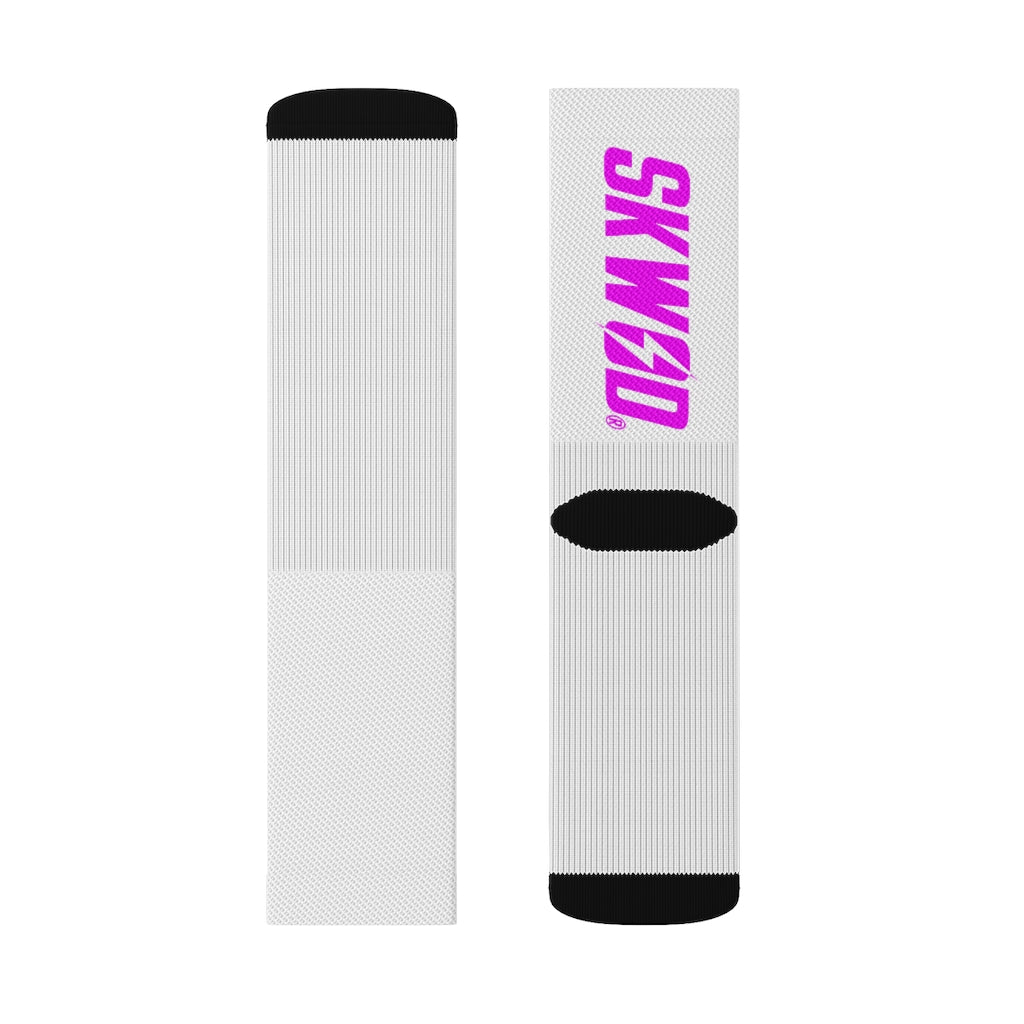 White & Magenta SKWOD Socks