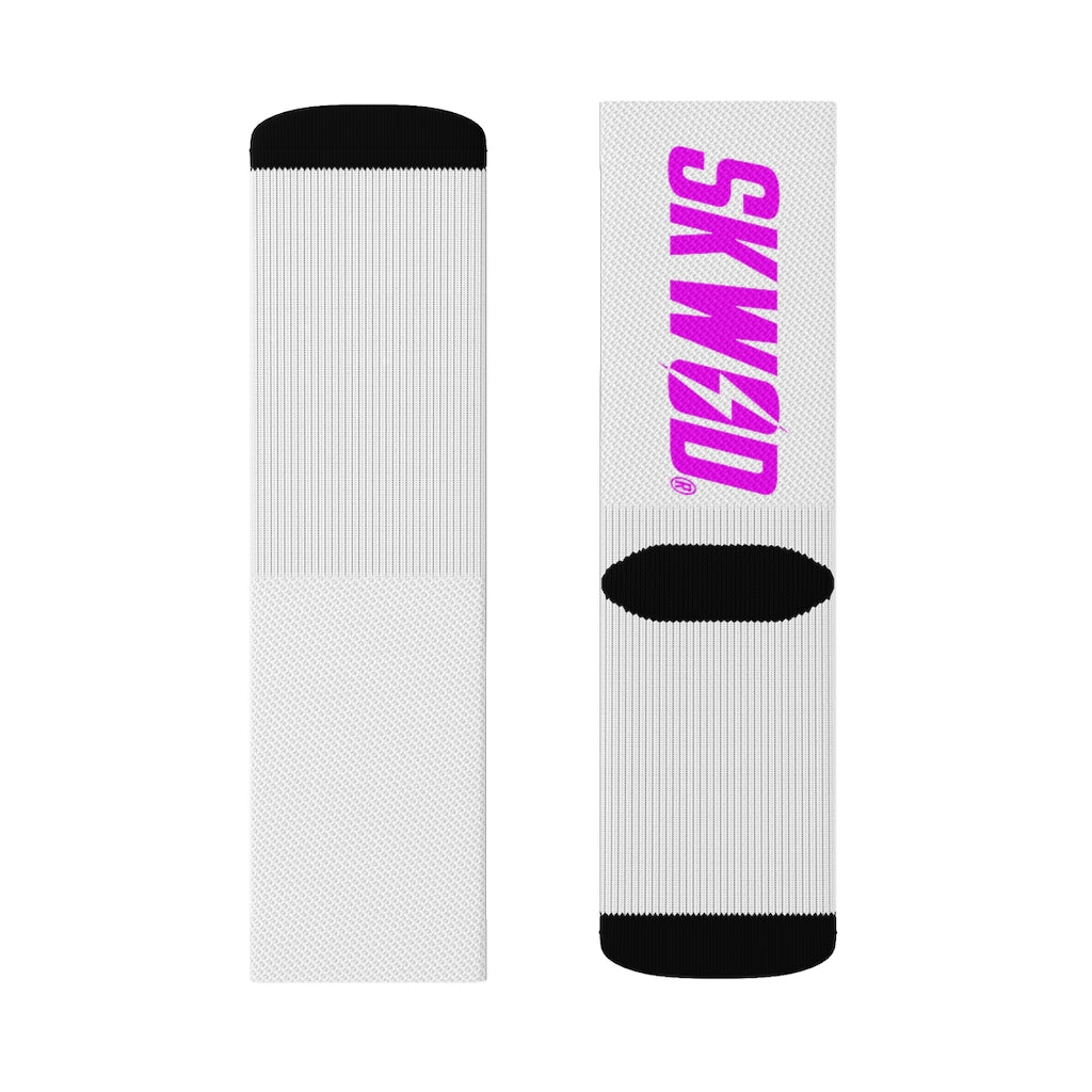 White & Magenta SKWOD Socks