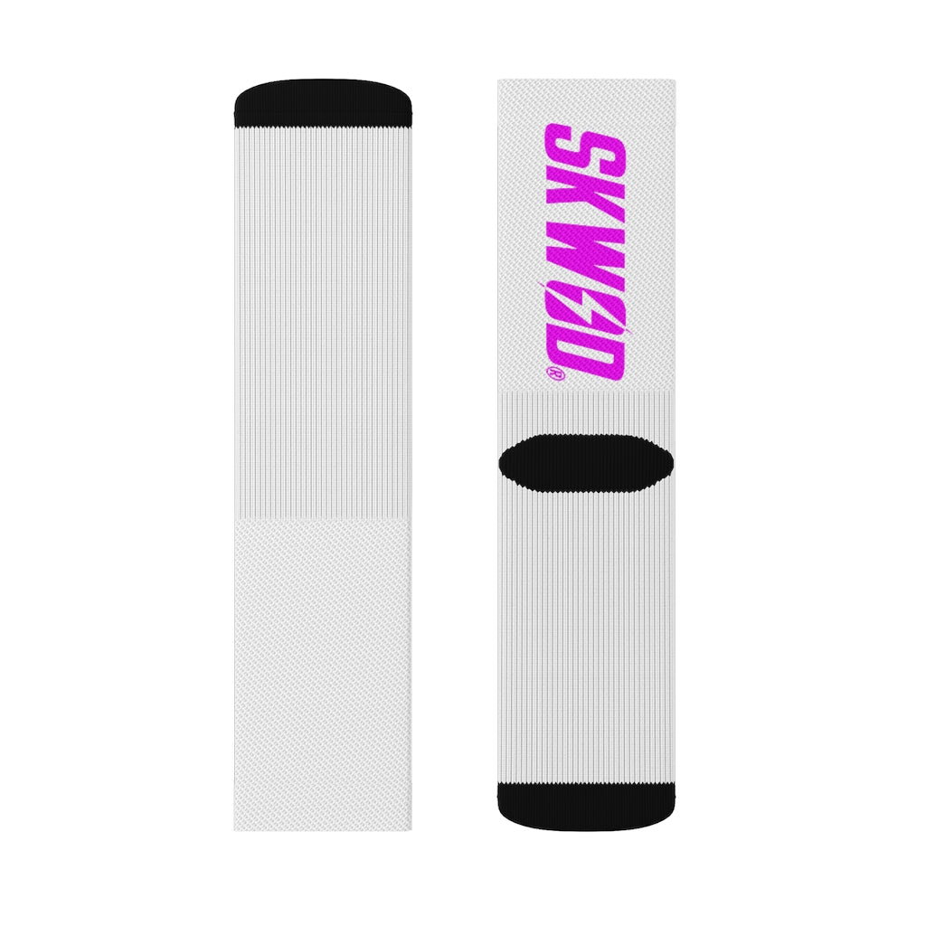 White & Magenta SKWOD Socks