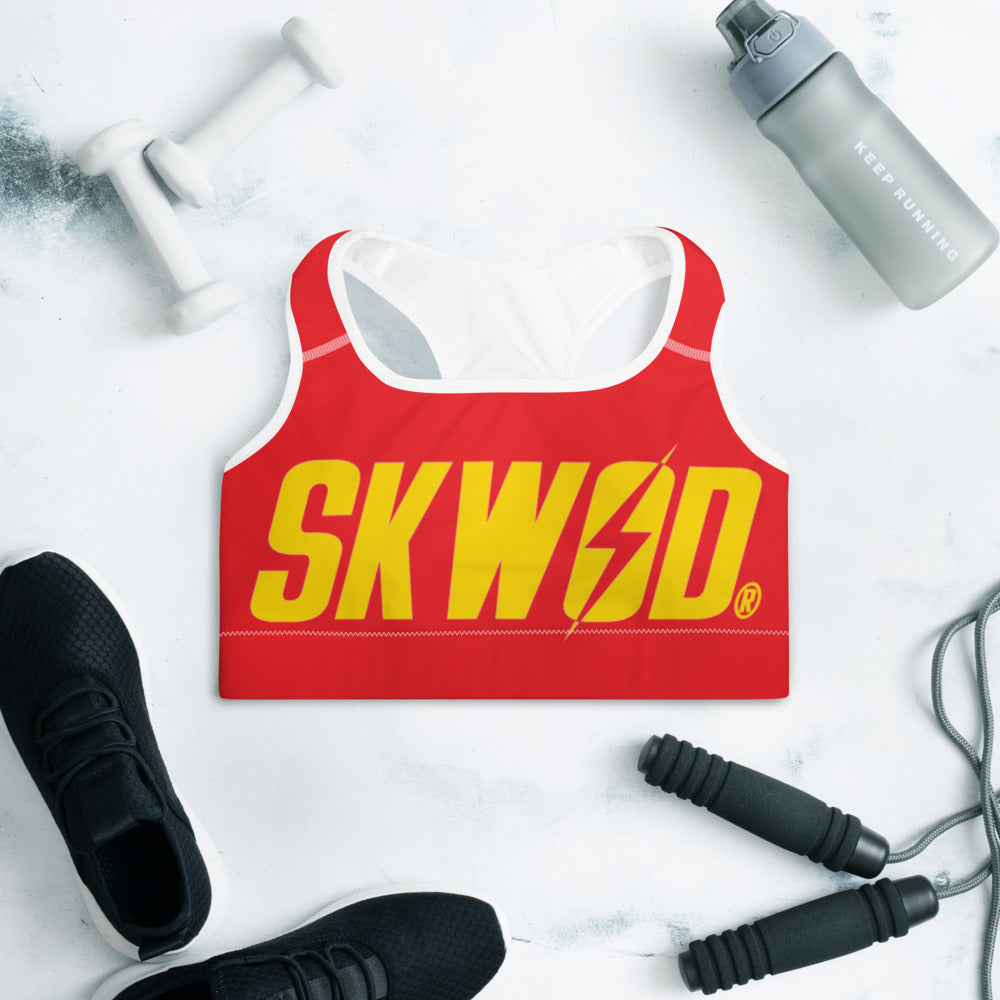 SKWOD "Black on Red" Padded Sports Bra