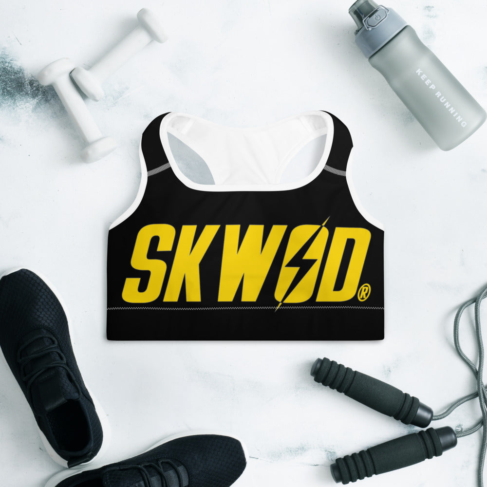 SKWOD "Gold on Black" Padded Sports Bra