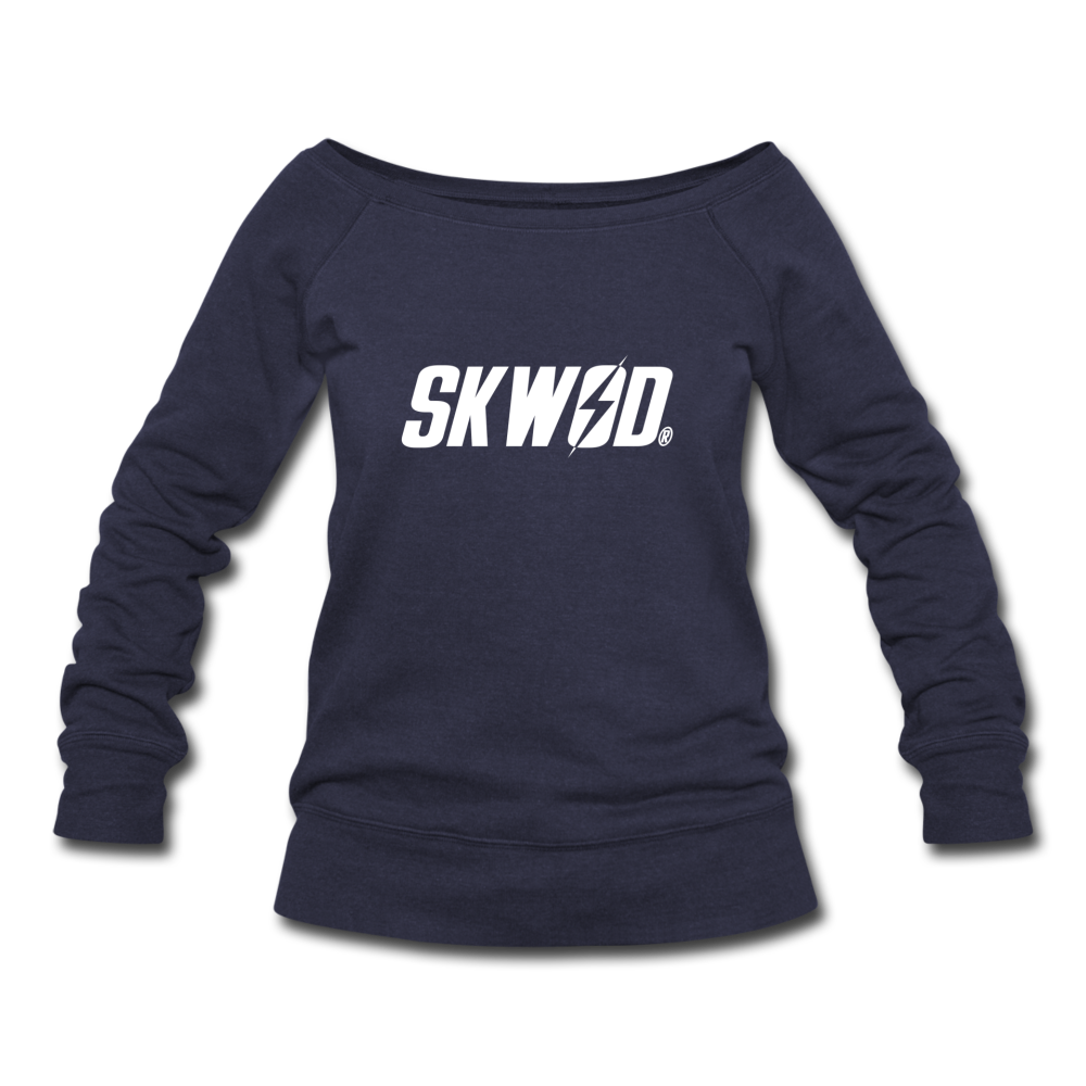 Women's SKWOD Wideneck Sweatshirt - off the shoulder - melange navy