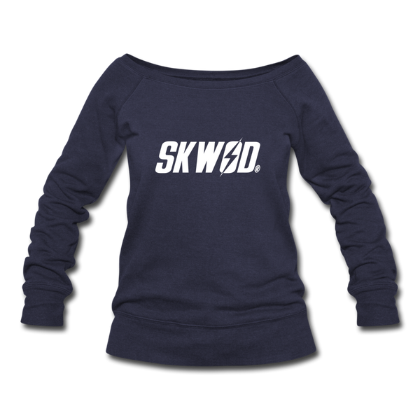 Women's SKWOD Wideneck Sweatshirt - off the shoulder - melange navy