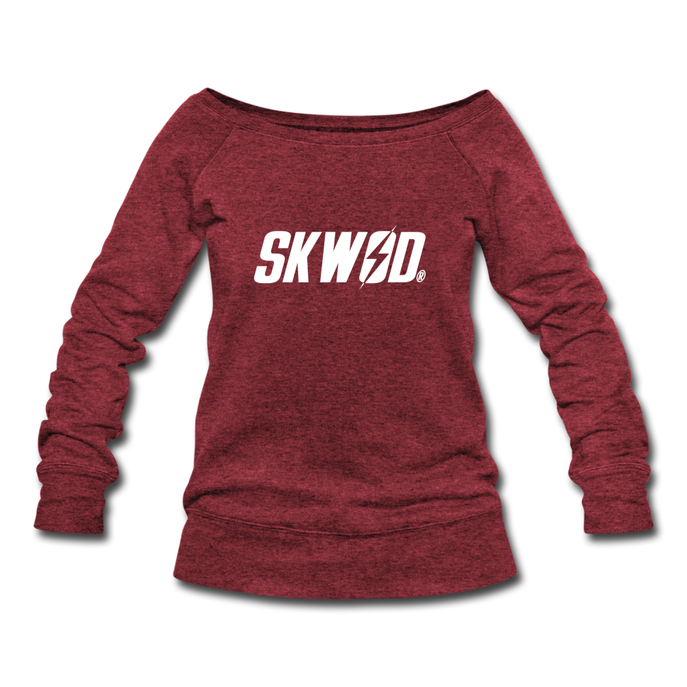 Women's SKWOD Wideneck Sweatshirt - off the shoulder - cardinal triblend